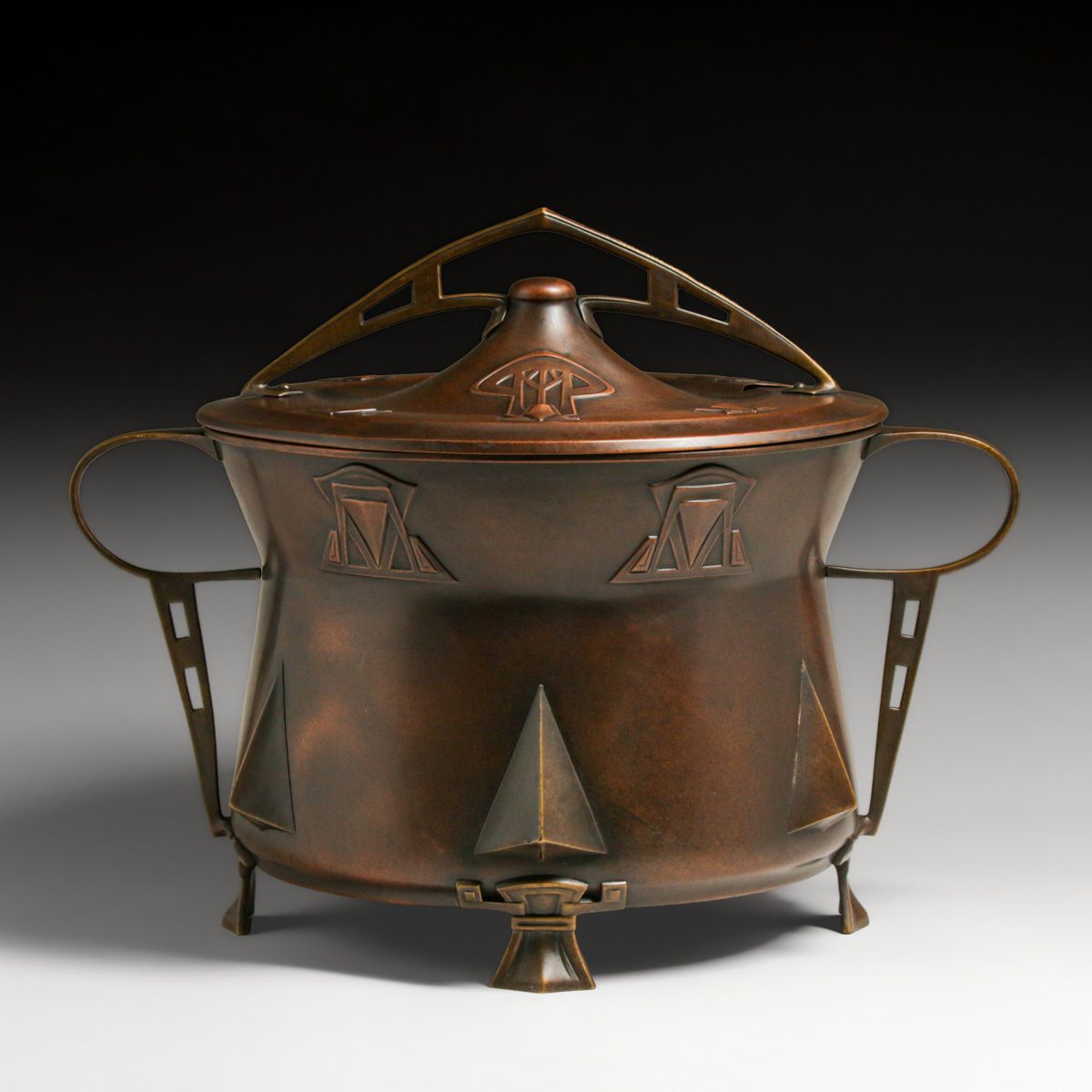 WMF - German Secessionist Copper & Brass Punch Bowl & Lid c1905