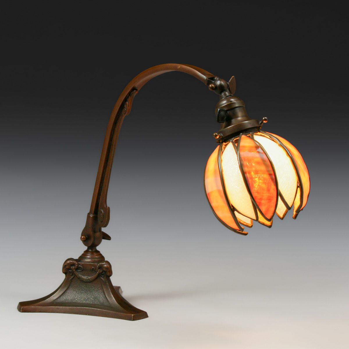 Handel Curved Glass Tulip Desk Lamp c1910