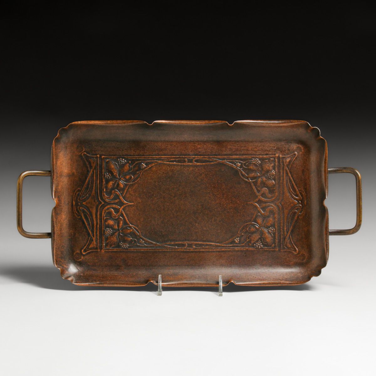 WMF - German Art Nouveau Repousse Copper Two-Handled Tray c1905