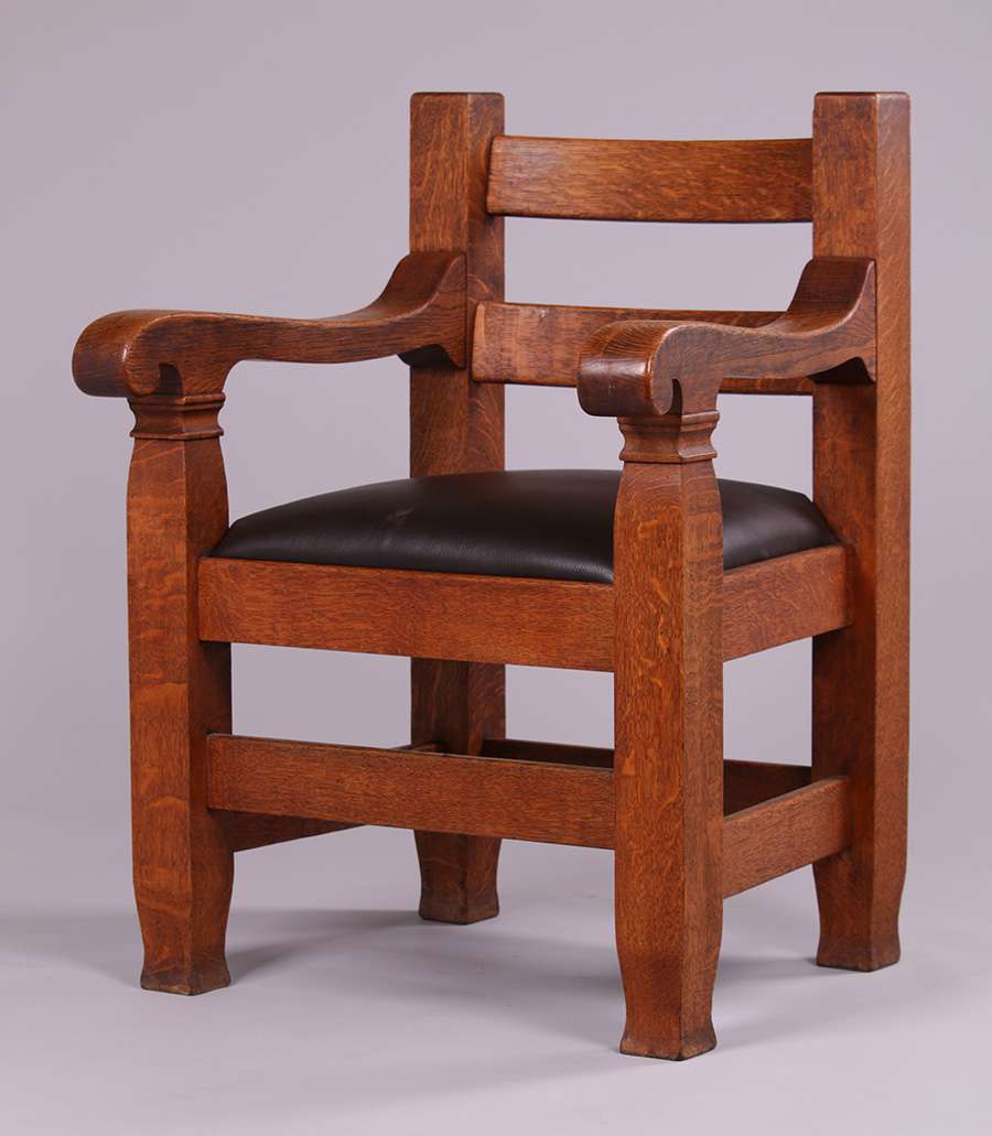 Early Michigan Chair Co Armchair Based on Bernard Maybeck Design c1898