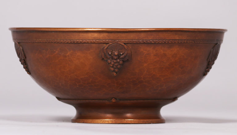 Roycroft Karl Kipp Hammered Copper Fruit Bowl California Historical