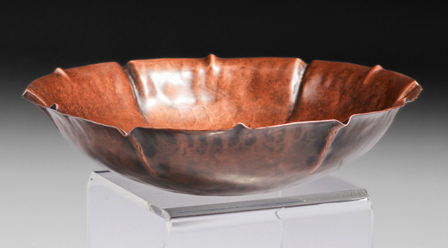 Craftsman Studios Hammered Copper Fruit Bowl C1930 California