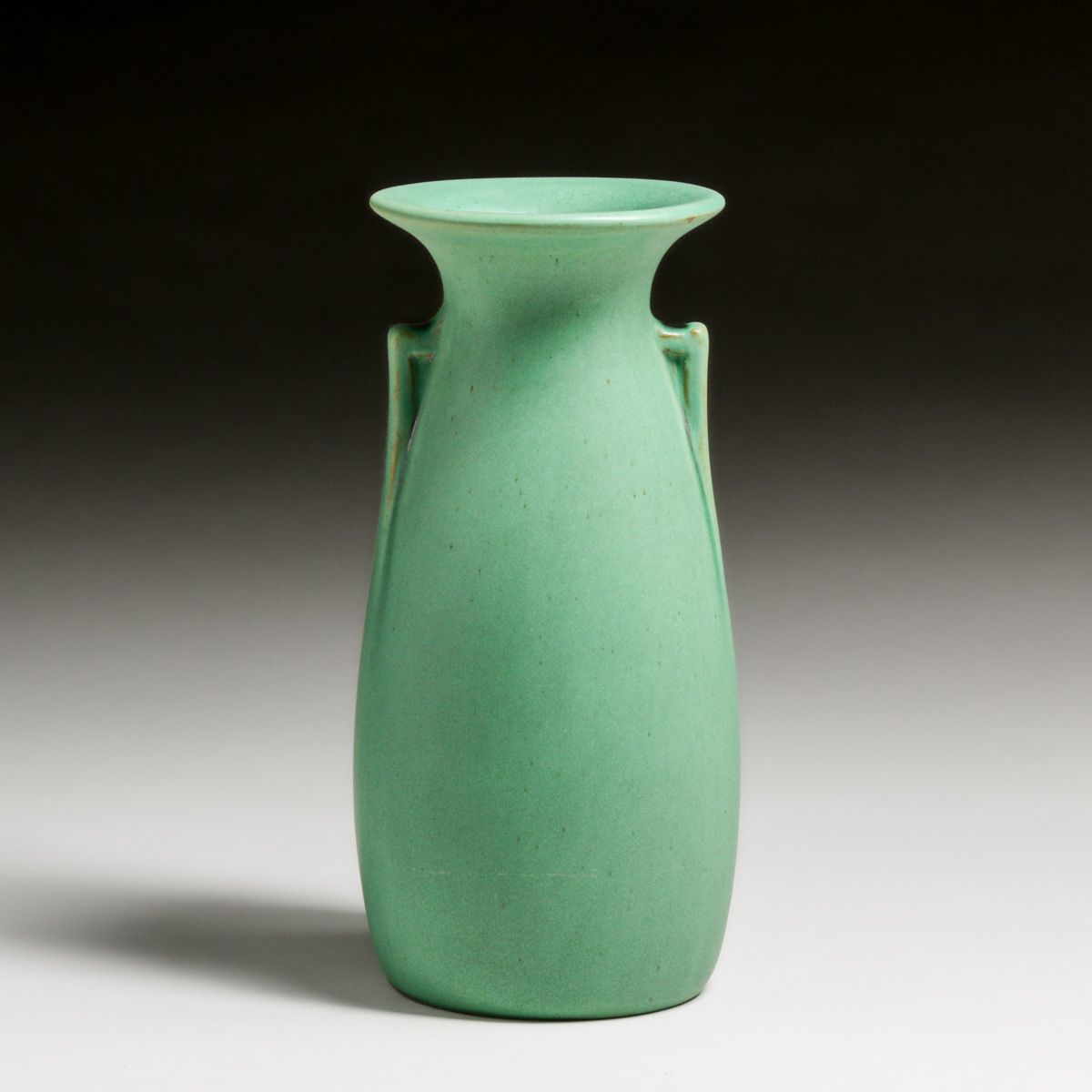 Teco Pottery #407 Matte Green Two-Handled Vase c1910