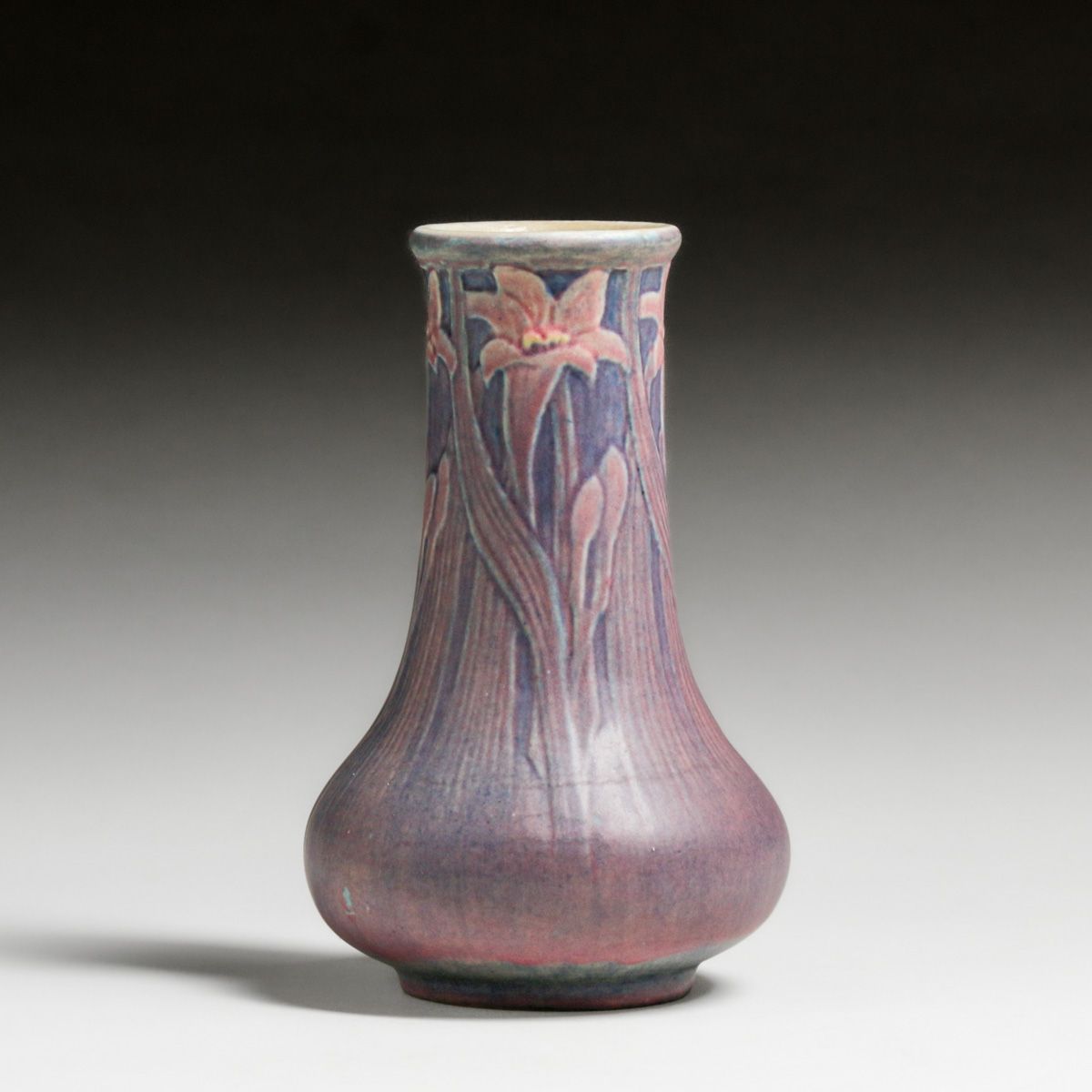 Newcomb College Henrietta Bailey Carved Iris Vase 1916