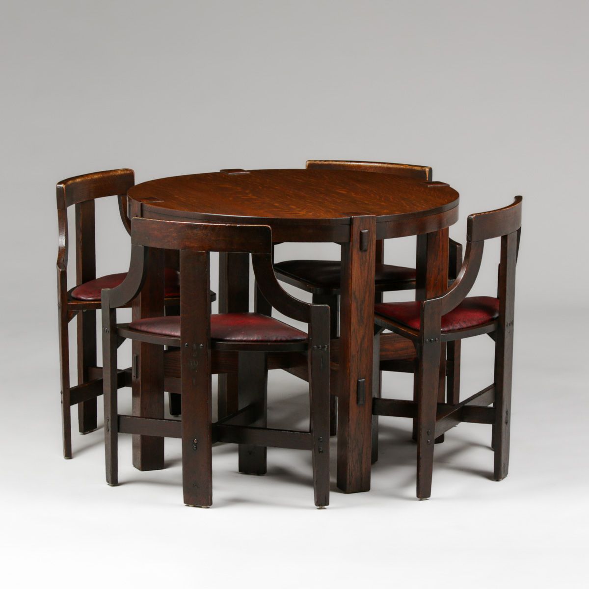 Grand Rapids Oak Game Table & Chairs c1910