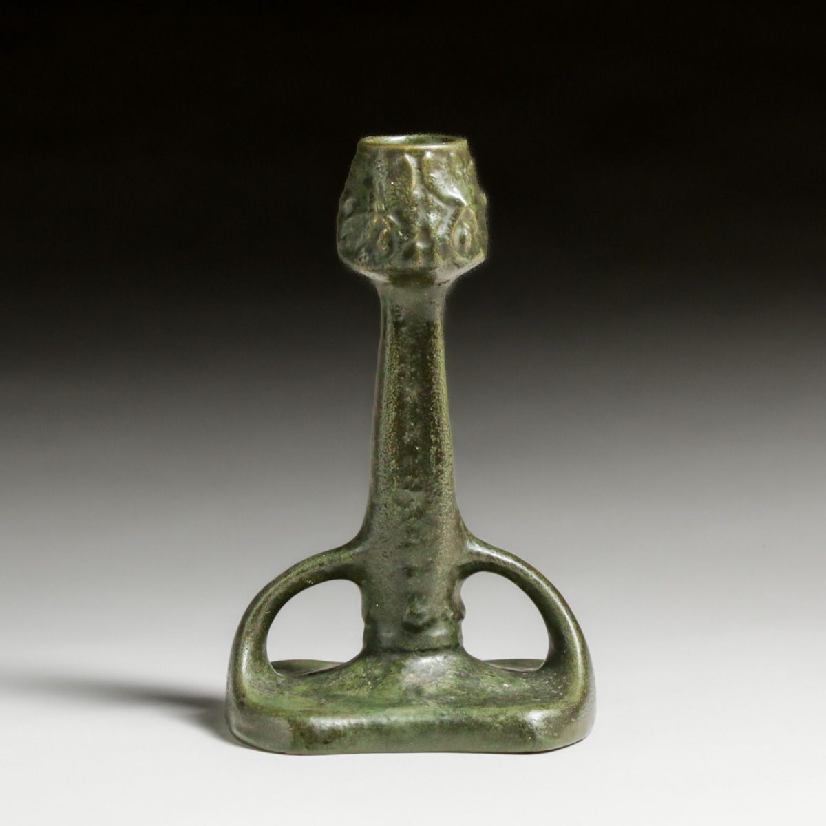Austrian Matte Green Candlestick c1900s