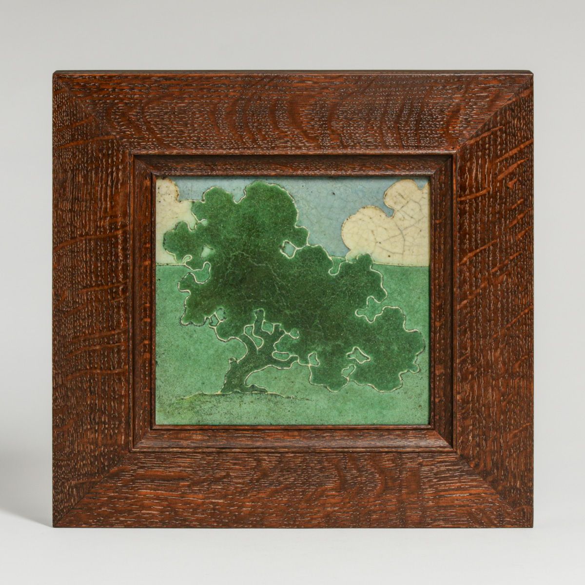 Grueby Faience Oak Tree Tile c1905