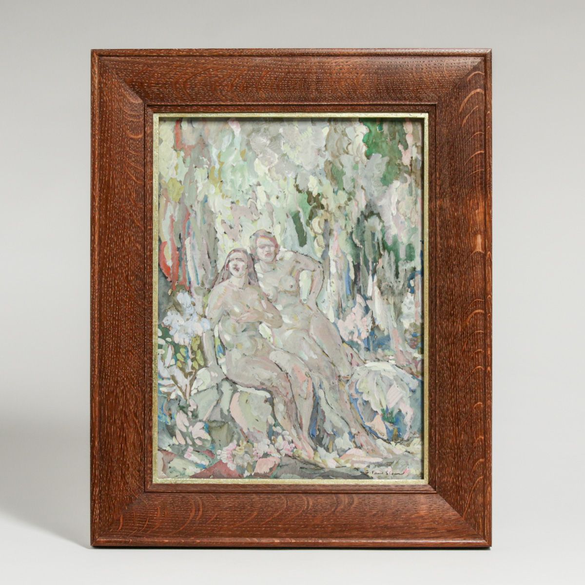 Frank Van Sloun (1879 - 1938) "Two Figures" Watercolor and Gouache c1930s