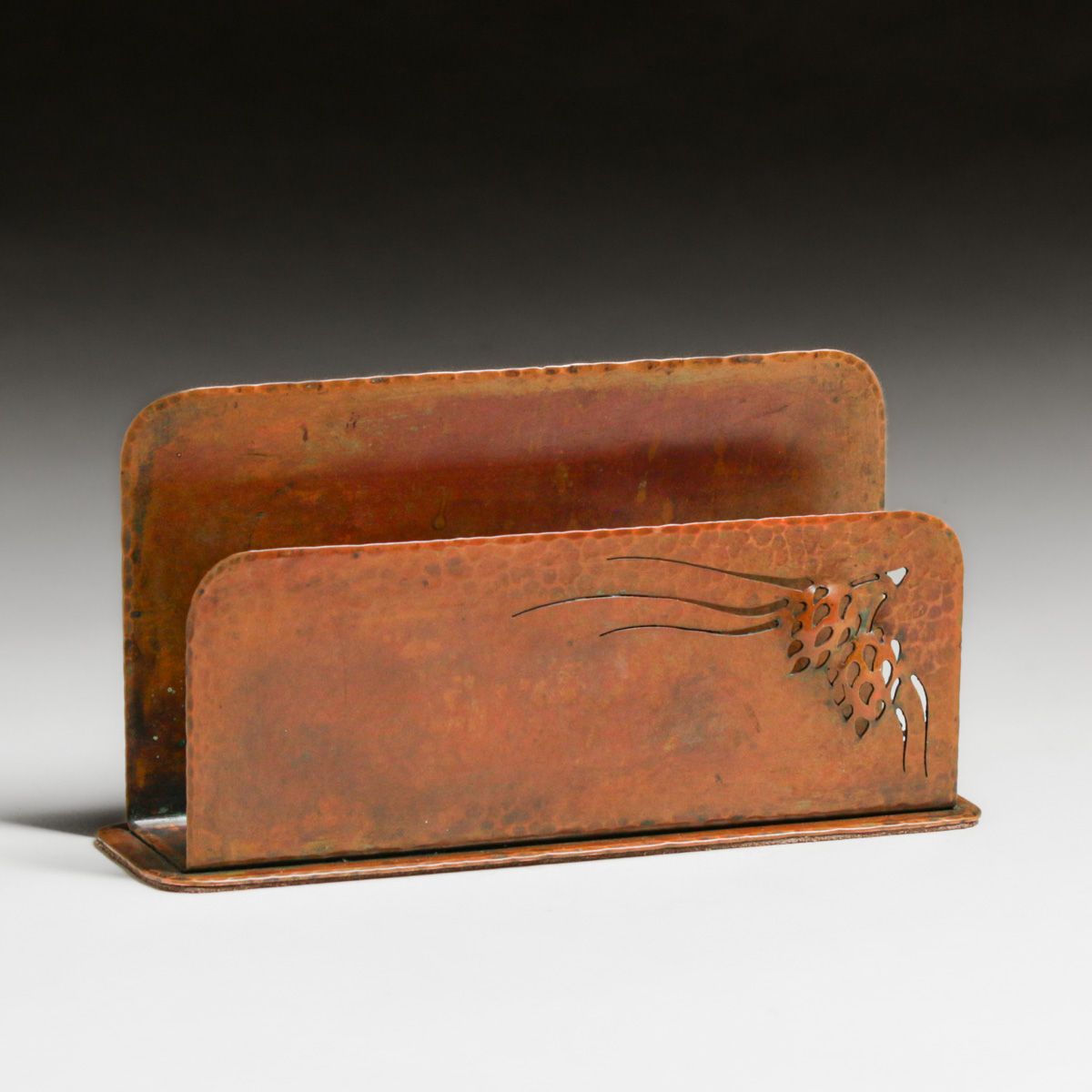 Albert Berry - Seattle Hammered Copper Pinecone Cutout Letter Rack c1920s