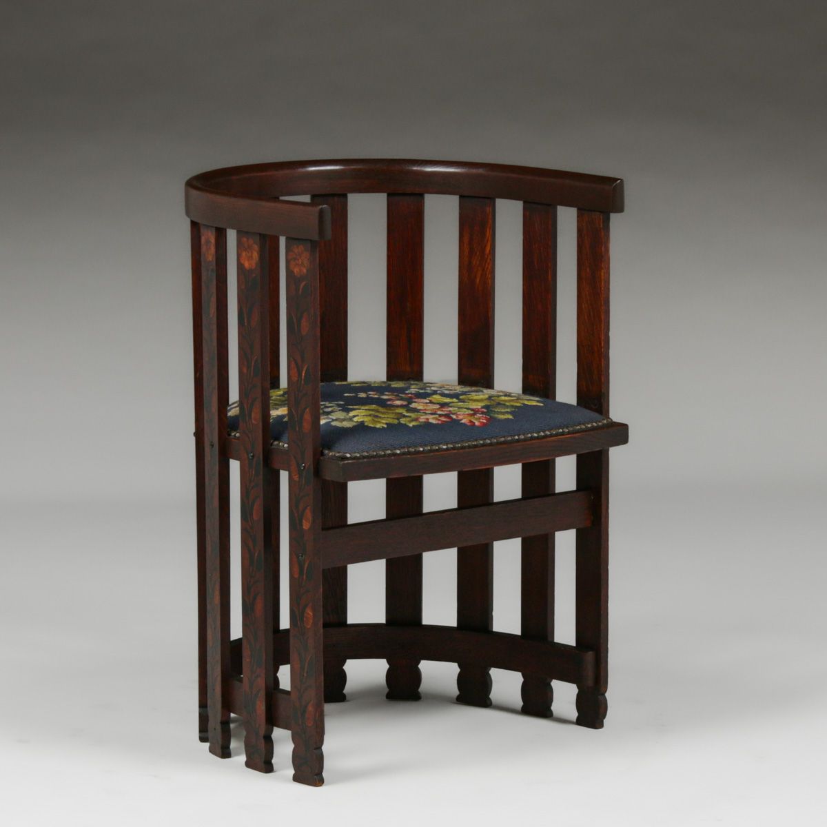 Grand Rapids Inlaid Barrel Chair c1905