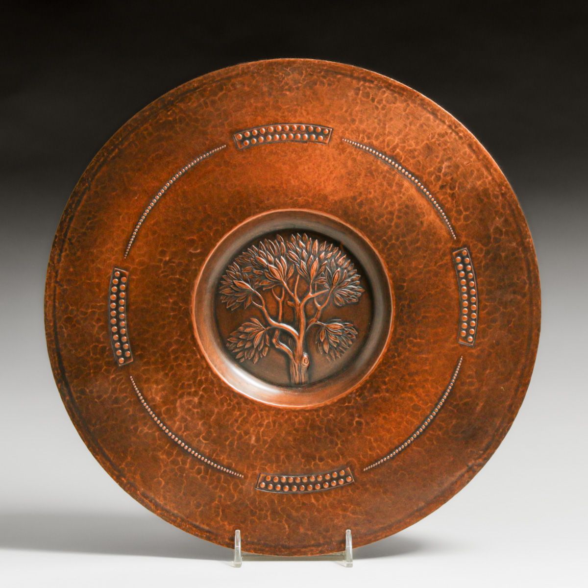 WMF - German Repousse Hammered Copper Tree-of-Life Tray c1905