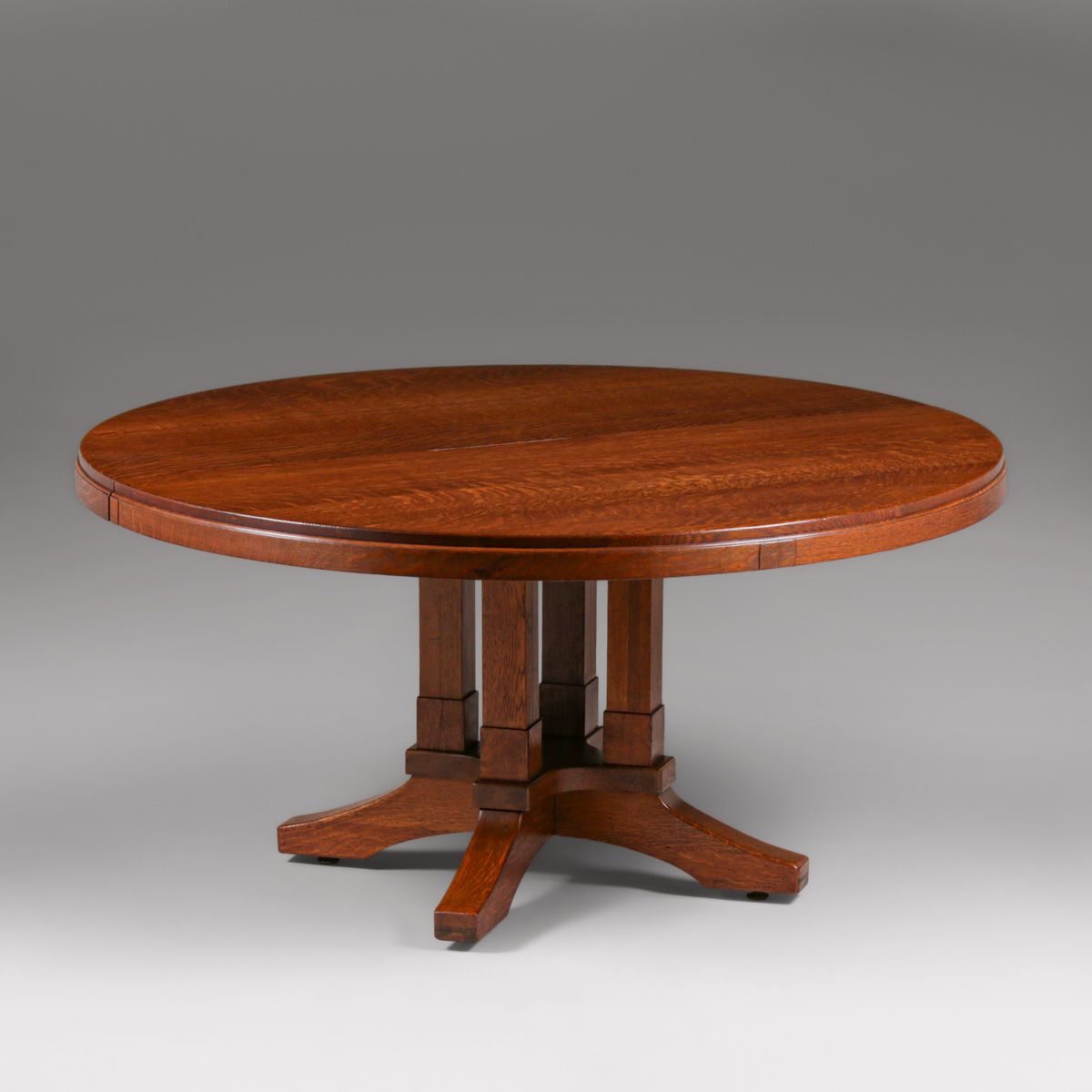Limbert Prairie School 60"d Pedestal Dining Table c1910