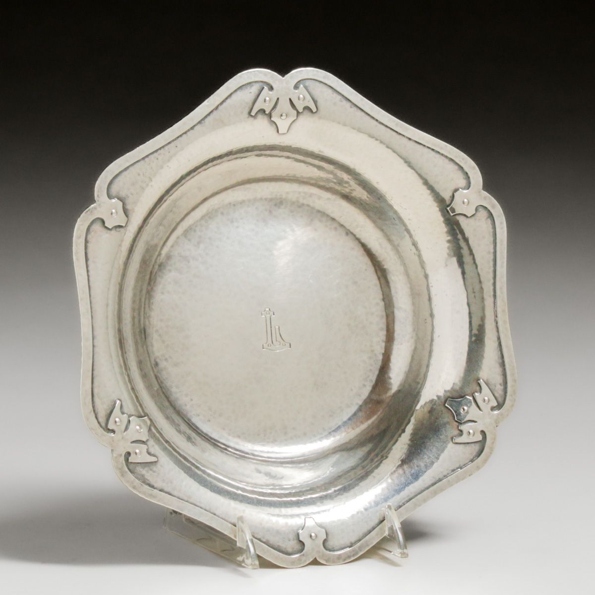 Shreve & Co - San Francisco "14th Century" Hand Hammered Sterling Silver Tray c1910