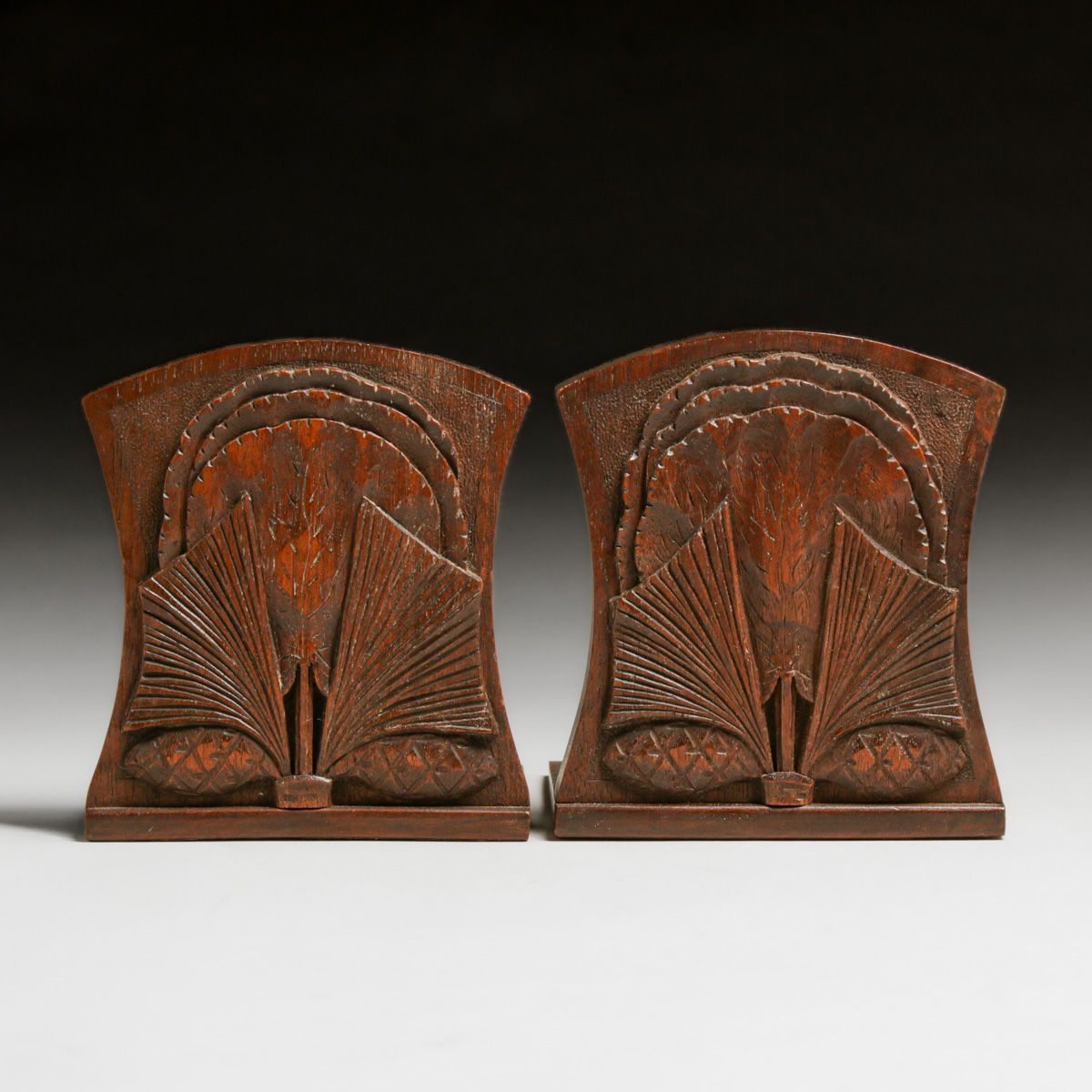 Tryon Toy Makers & Wood Carvers, Tryon, N.C. Hand-Carved Bookends c1930s