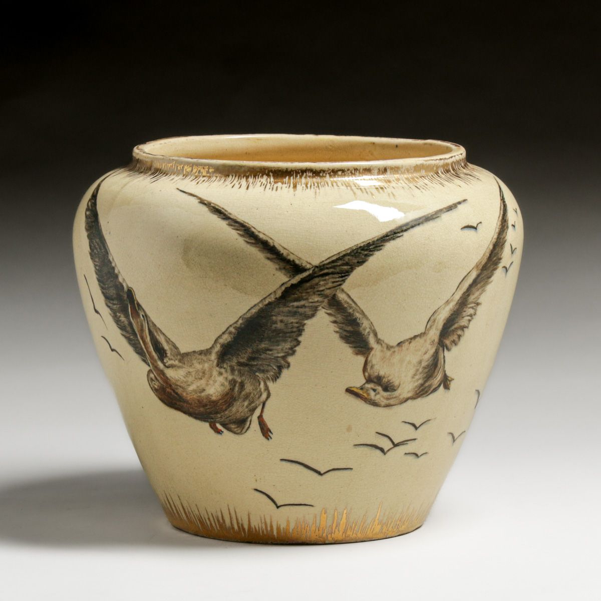 Cincinnati Pottery Club Flying Geese Jardiniere c1880s