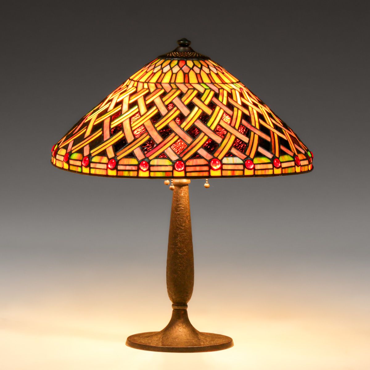 Arts & Crafts Period Leaded Glass Table Lamp c1910