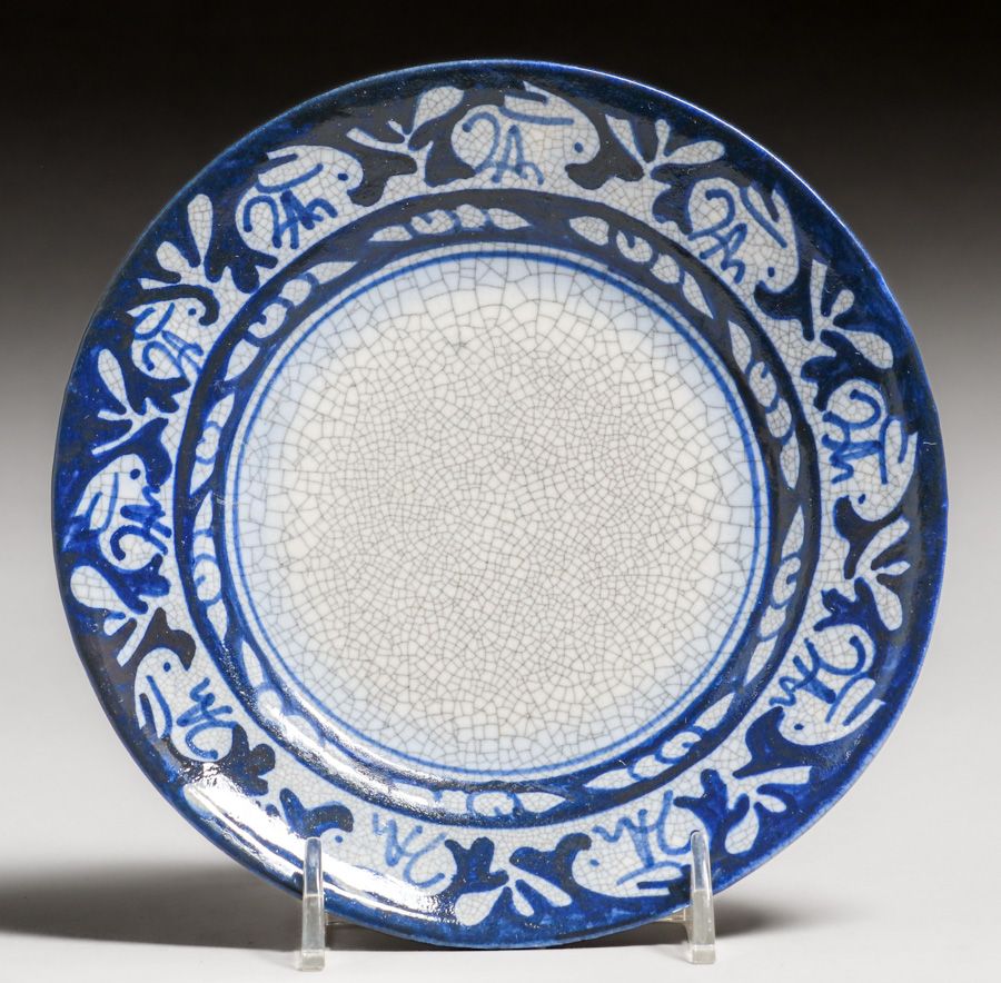 Dedham Pottery Rabbit Plate c1920s - California Historical Design, Inc.