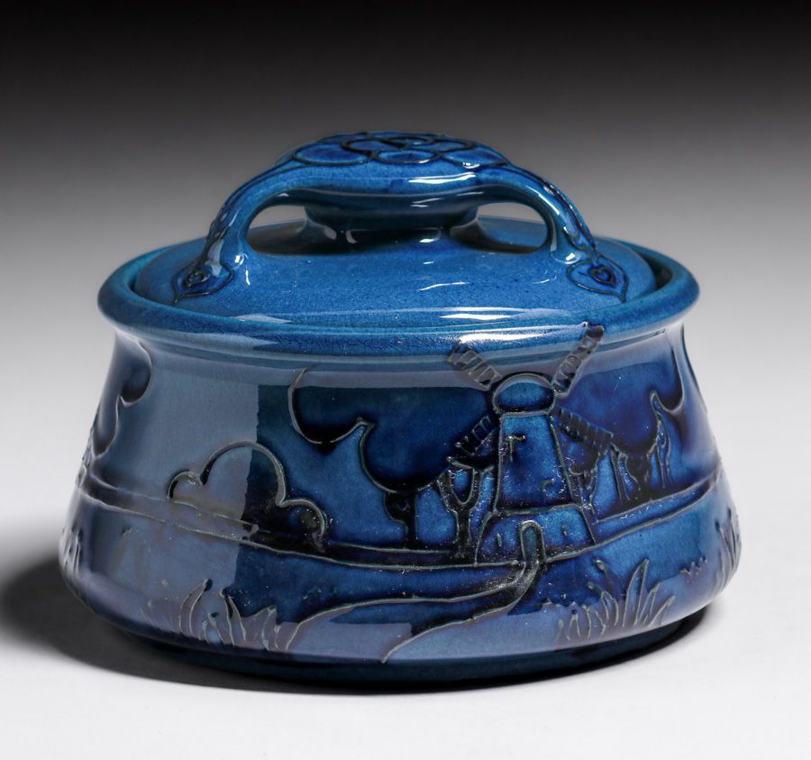 Weller Rhead Weller Pottery Rhead Faience Squeeze-Bag Windmill Humidor c1905 ...