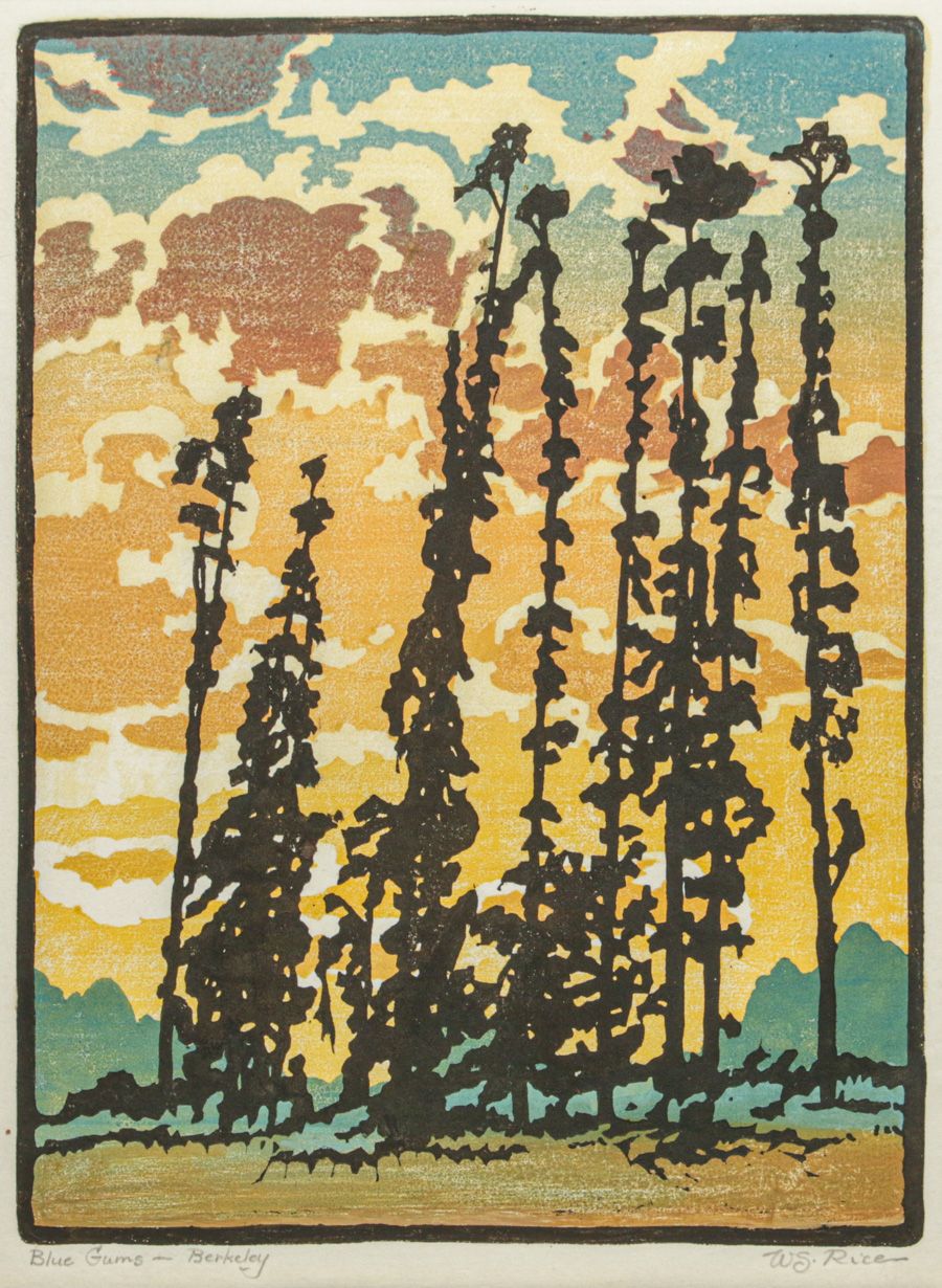William Rice (1873-1963) Color Woodcut “Blue Gums - Berkeley” c1917 ...