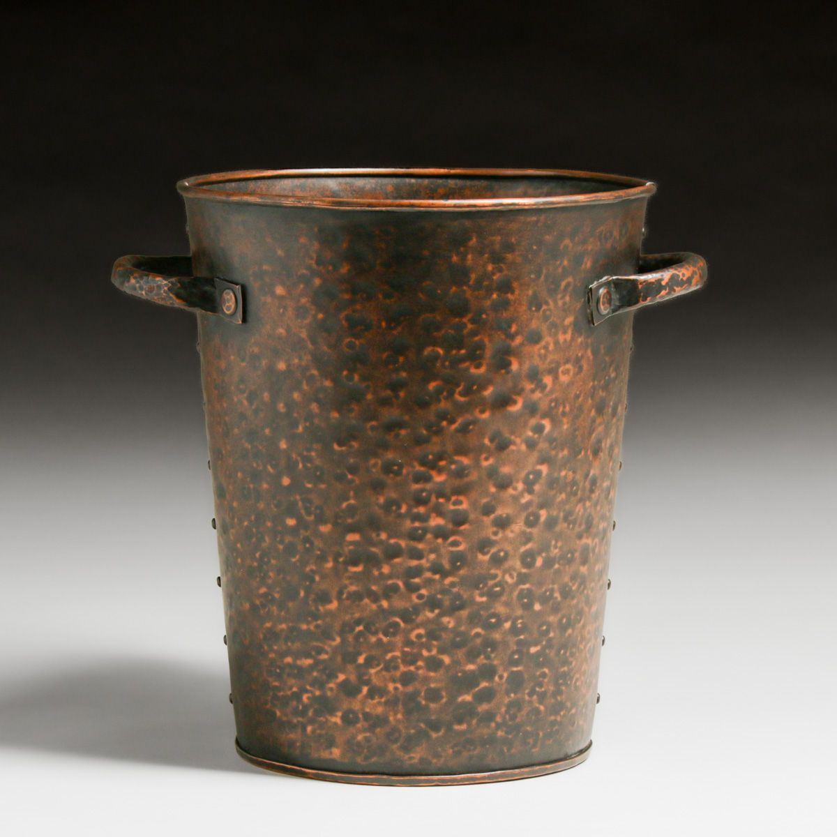 Sanford Ring (1914-1995) Cartersville, GA Hammered Copper Two-Handled Vase c1940s