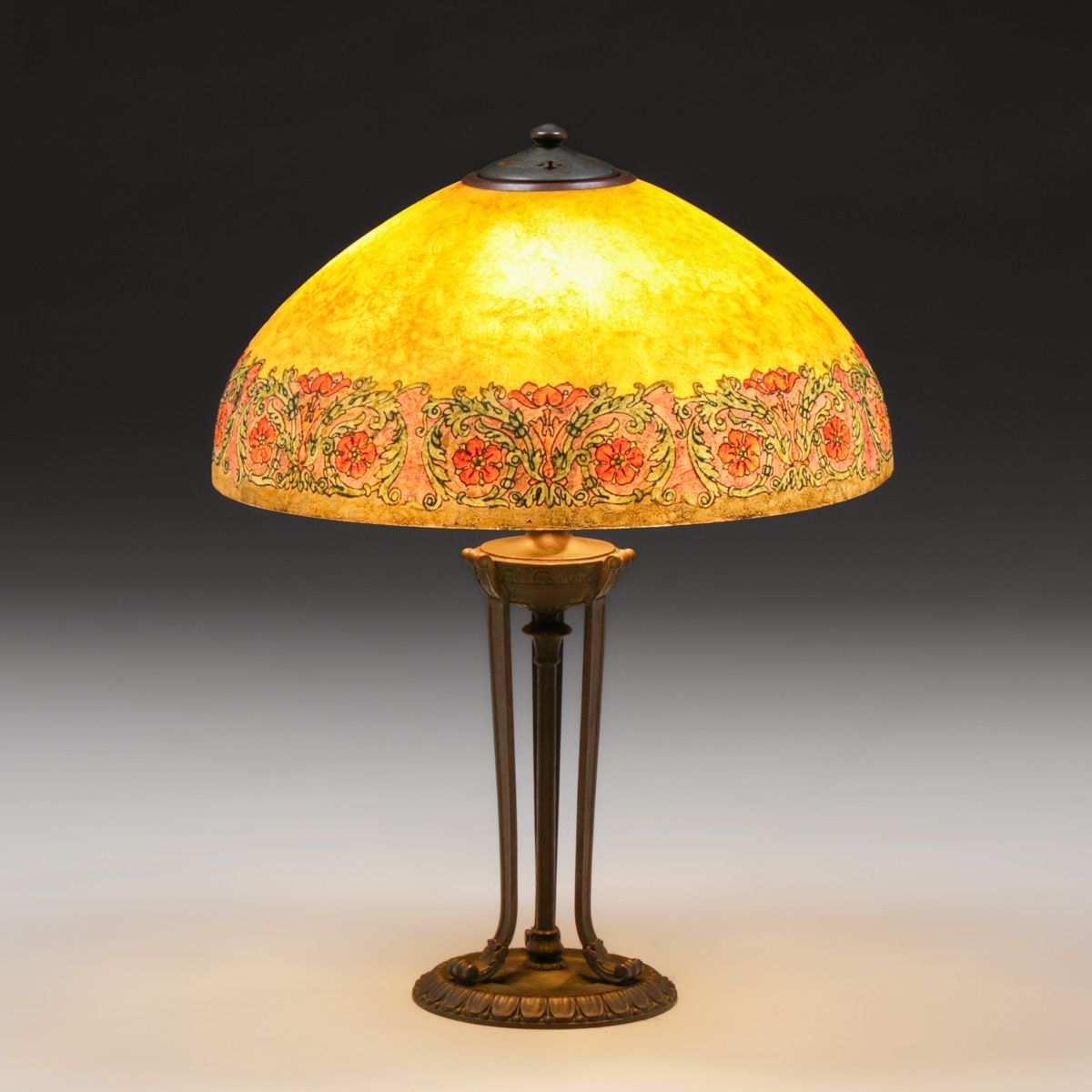 Handel Reverse-Painted Poppy Lamp c1920s