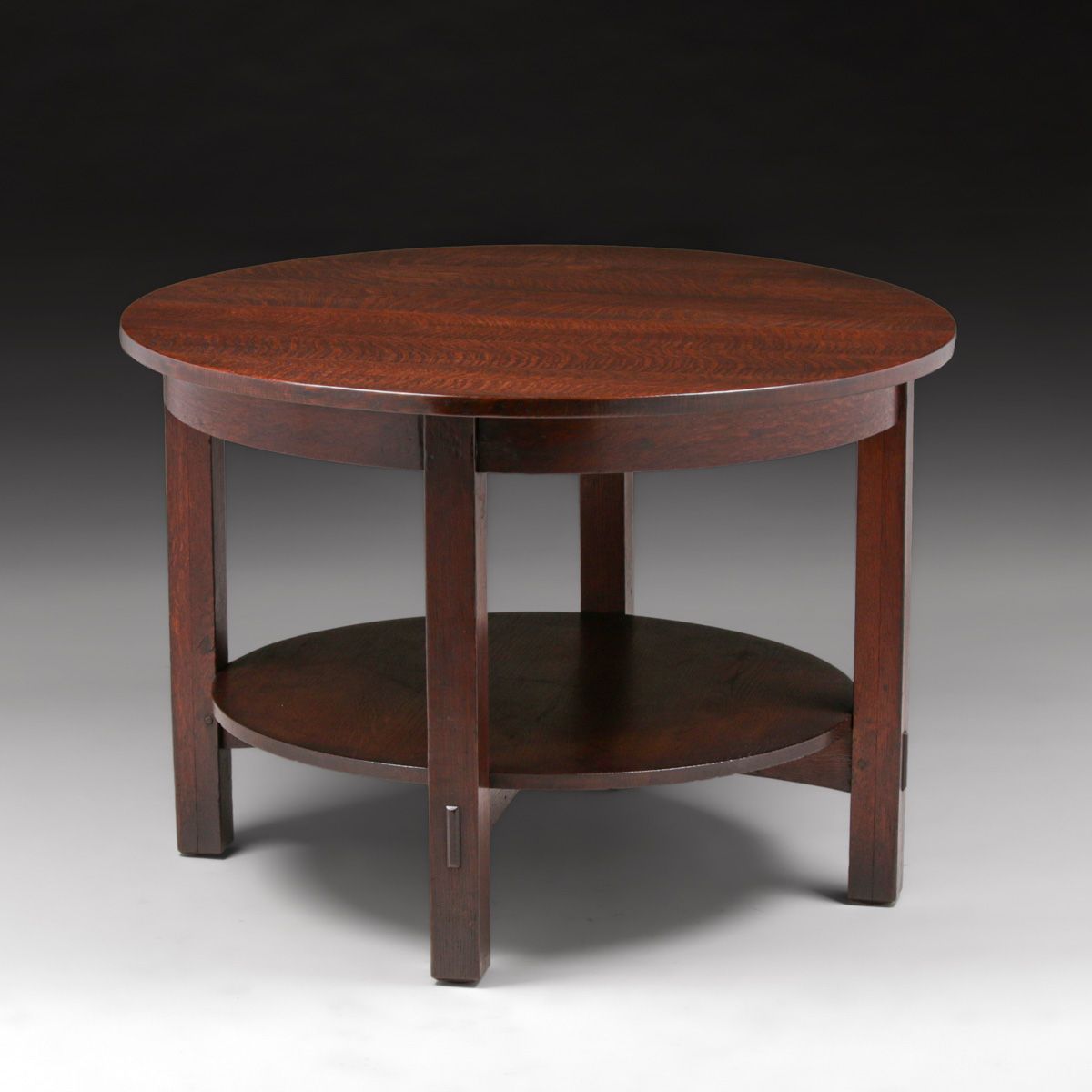 L&JG Stickley #543 Massive Oak 42"d Lamp Table c1905-1907