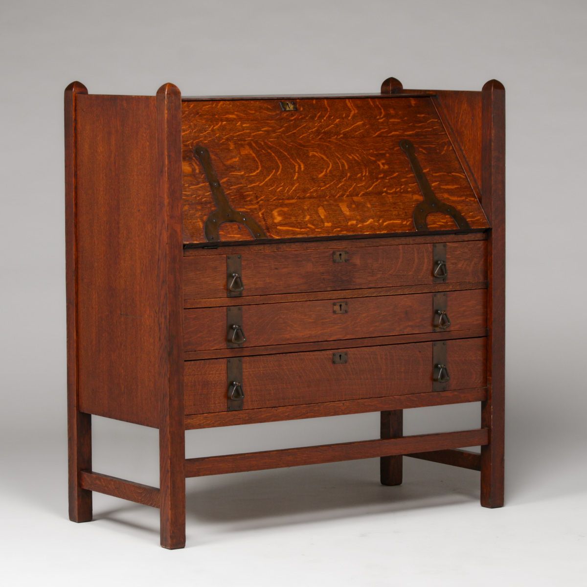 Limbert Strap-Hinge Three-Drawer Dropfront Desk c1910