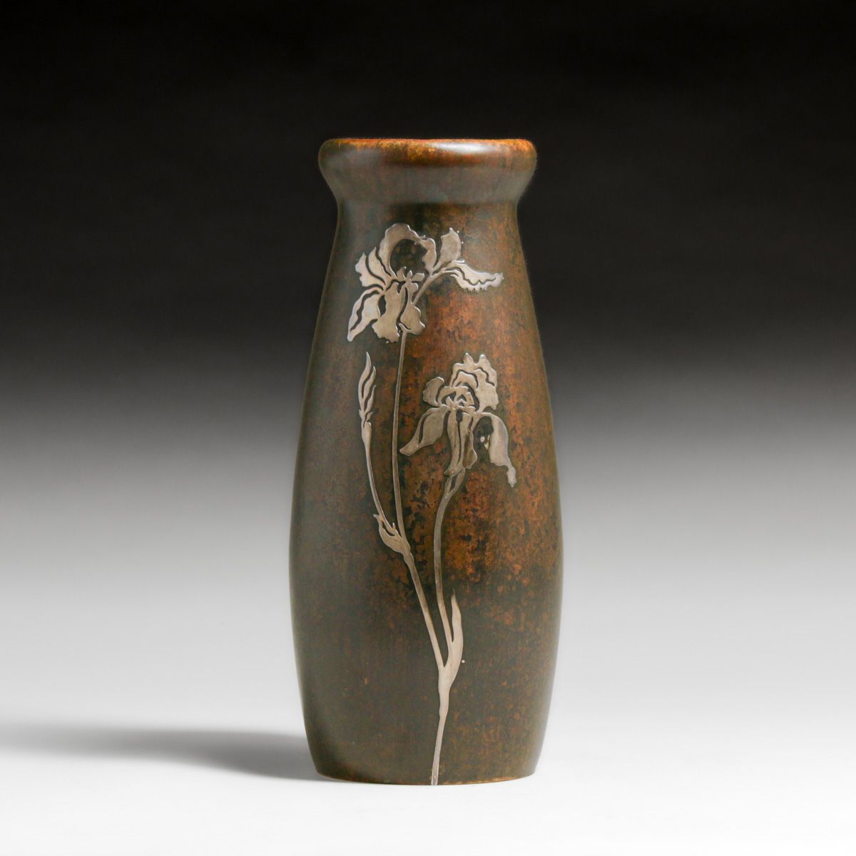 Heintz #3627 Sterling on Bronze Floral Overlay Vase c1915