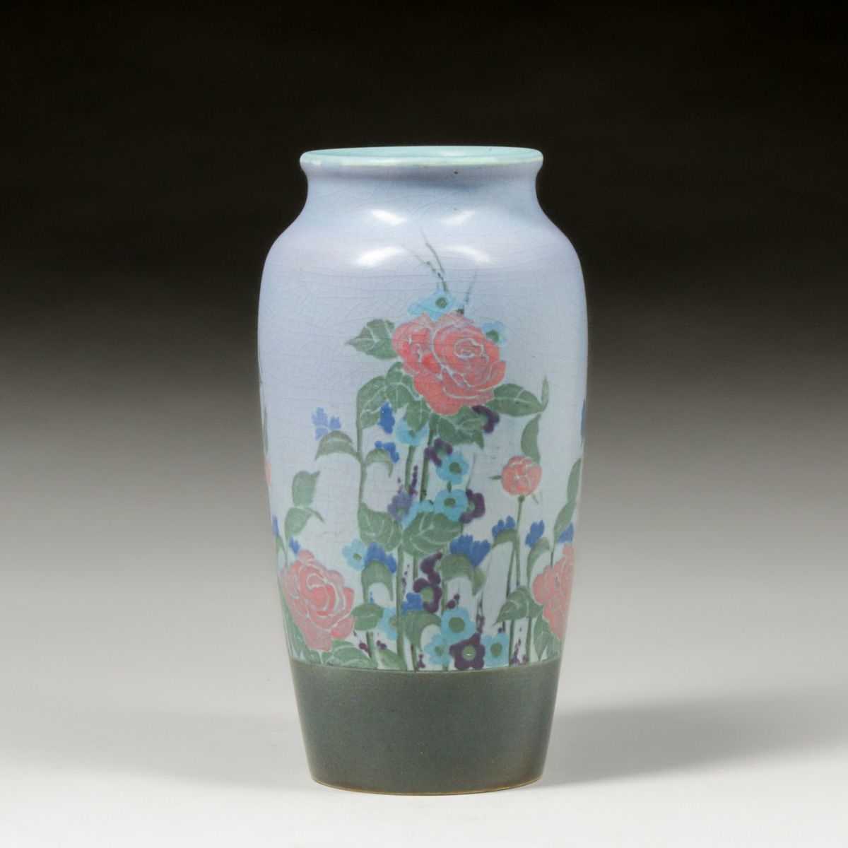 Rookwood Pottery Elizabeth F. McDermott Vellum Decorated Wild Roses Vase 1919