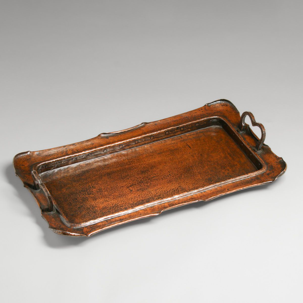Arts & Crafts Period Hammered Copper Two-Handled Tray c1910