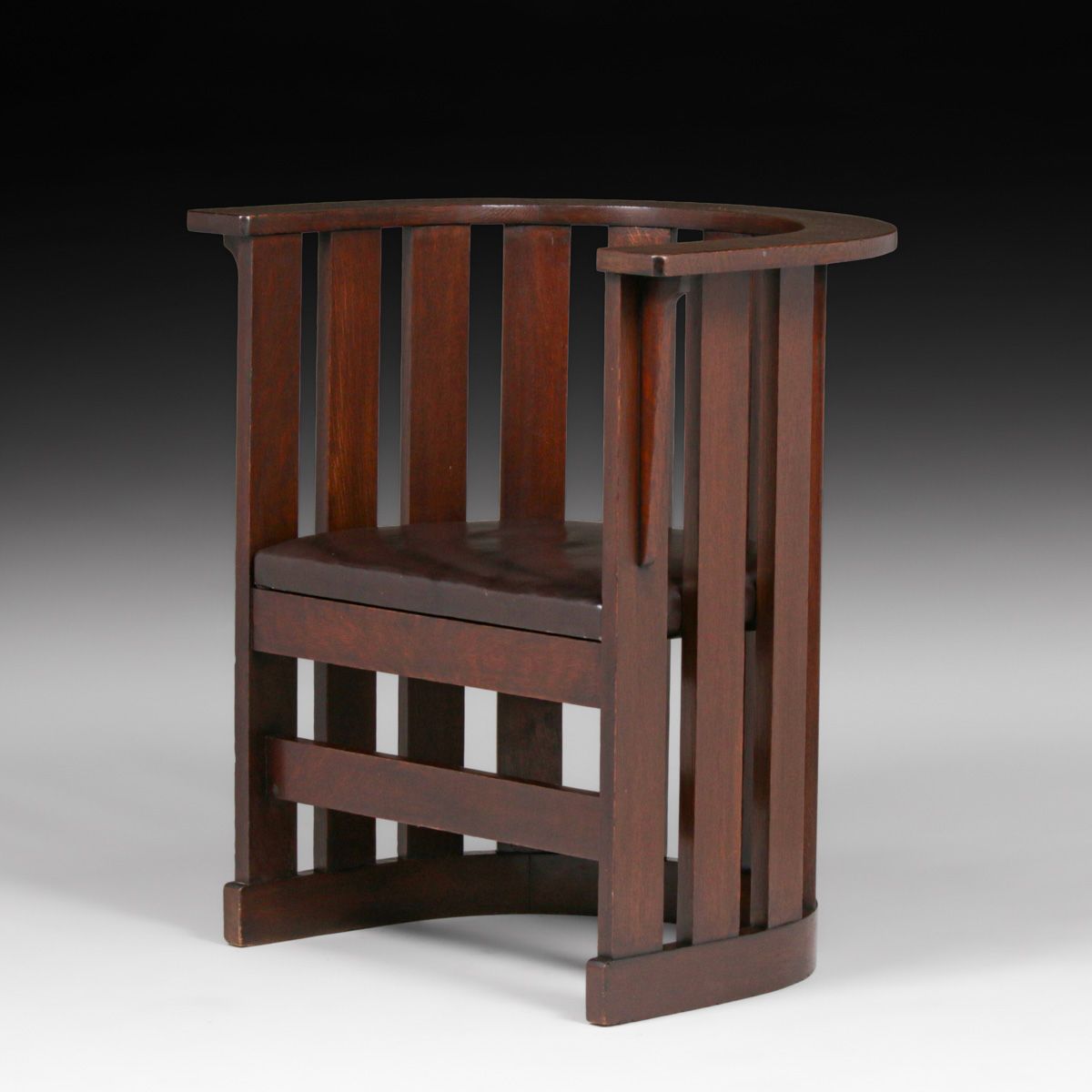 Plail Brothers Slatted Prairie School Barrel Armchair c1905