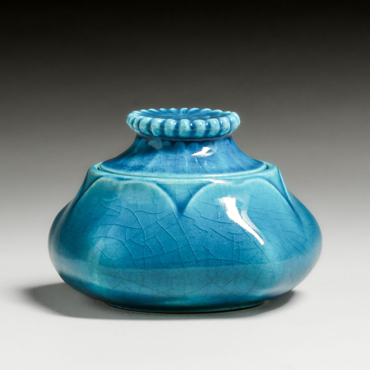 Paul Milet - Sèvres Turquoise Crackleware Covered Jar c1900s