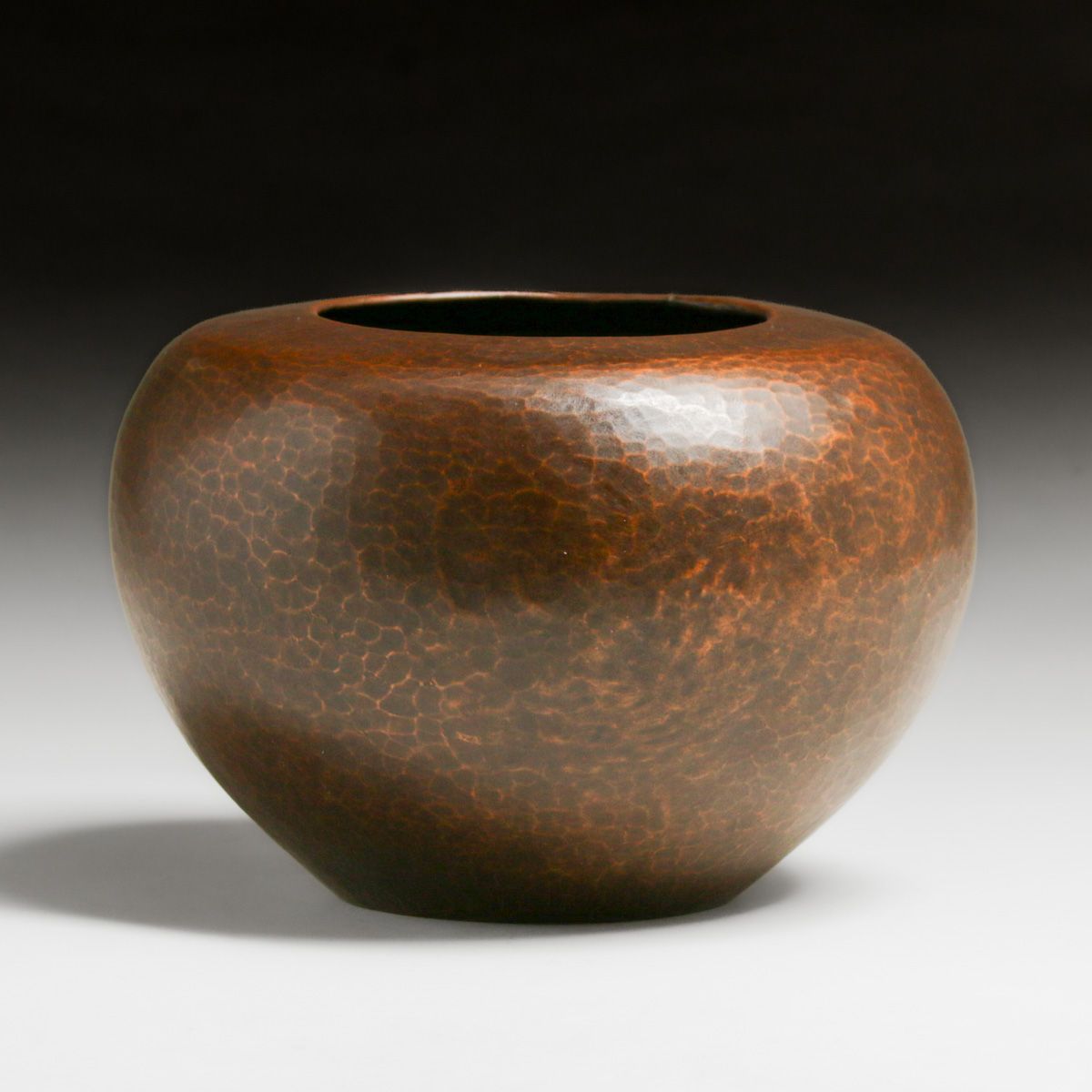 Jauchen's Olde Copper Shop - San Francisco Hammered Copper Spherical Vase c1915