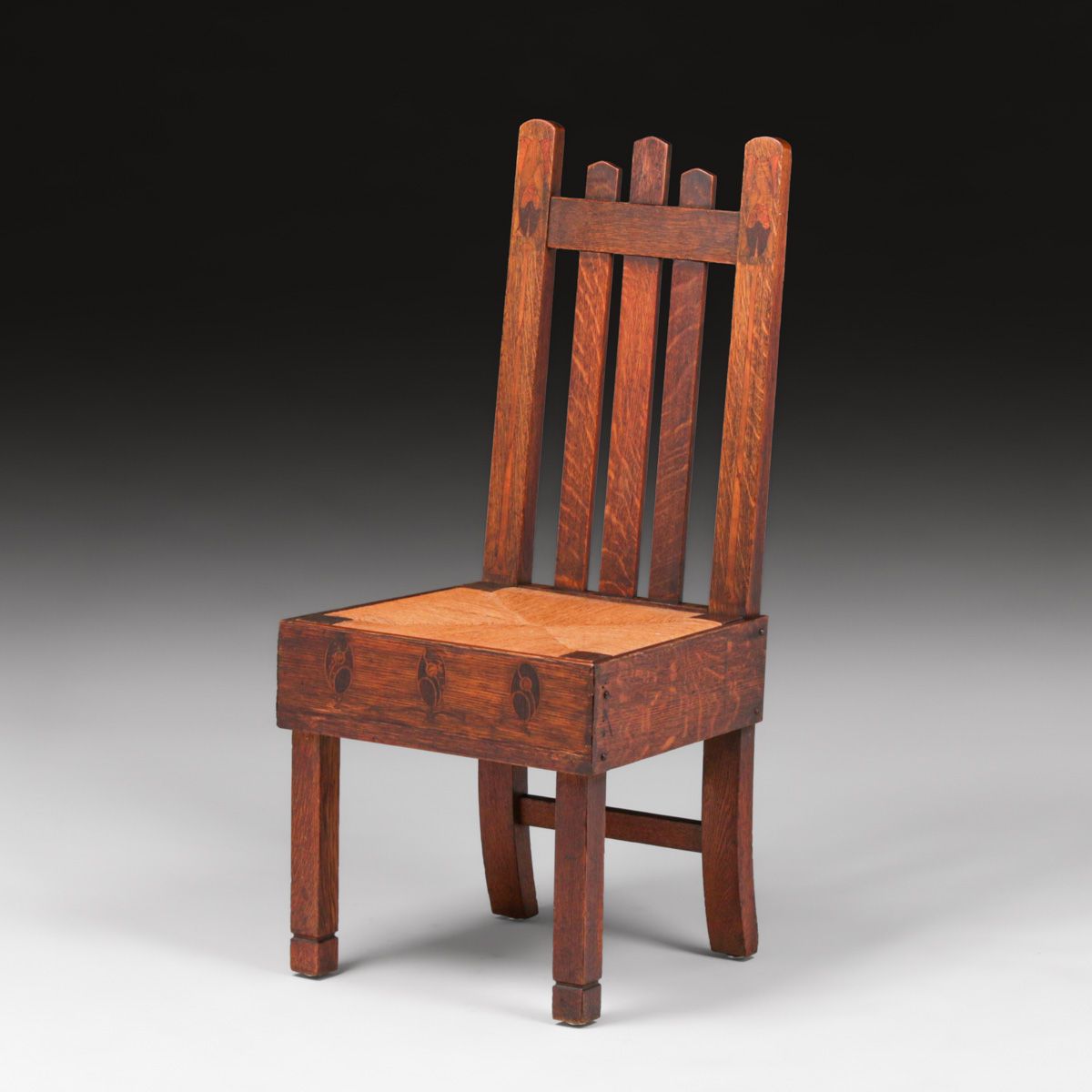 Early Stickley Brothers "The Bewdley" Inlaid Hall Chair c1901
