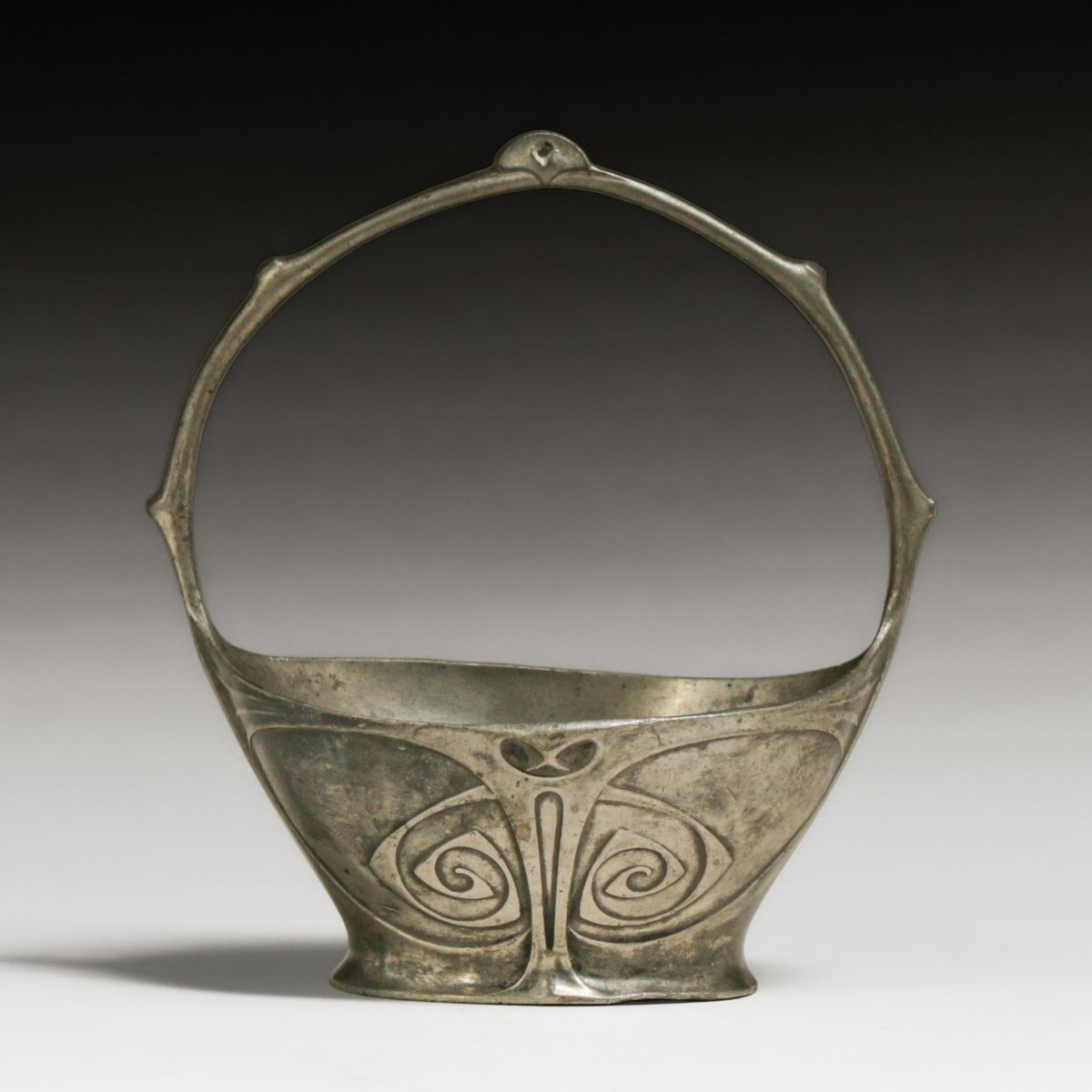 German Art Nouveau Pewter Basket c1905