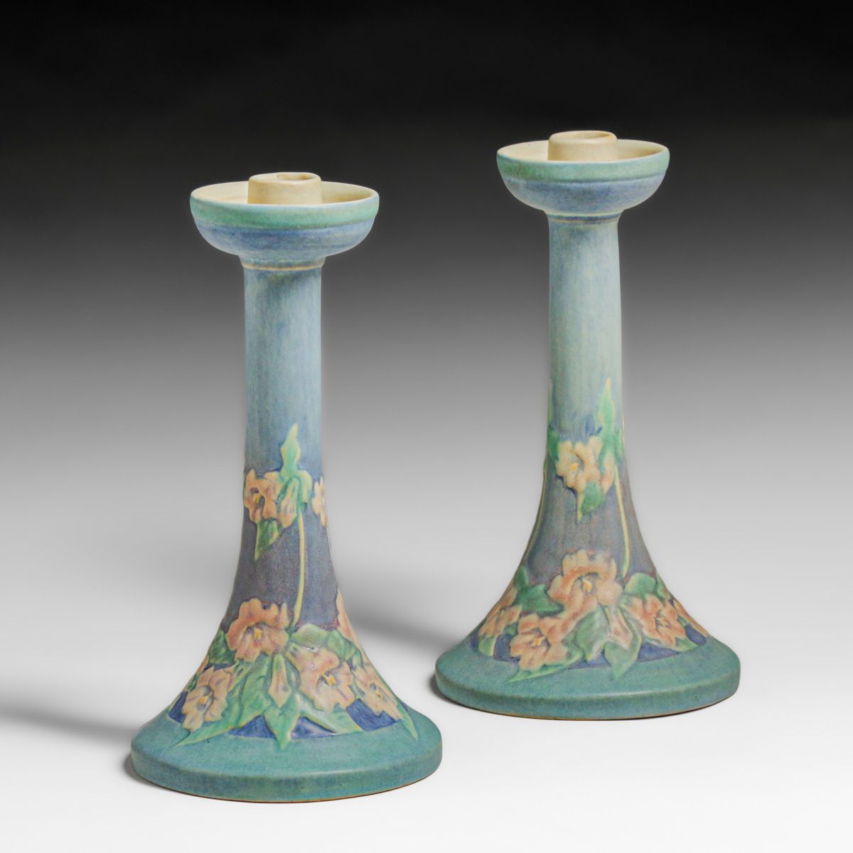 Newcomb College Anna Frances Simpson Decorated Candlesticks 1923