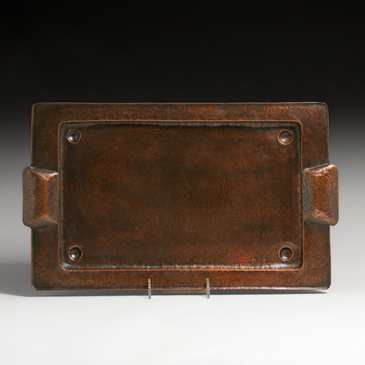 Arts & Crafts Period Hammered Copper Two-Handled Serving Tray c1910