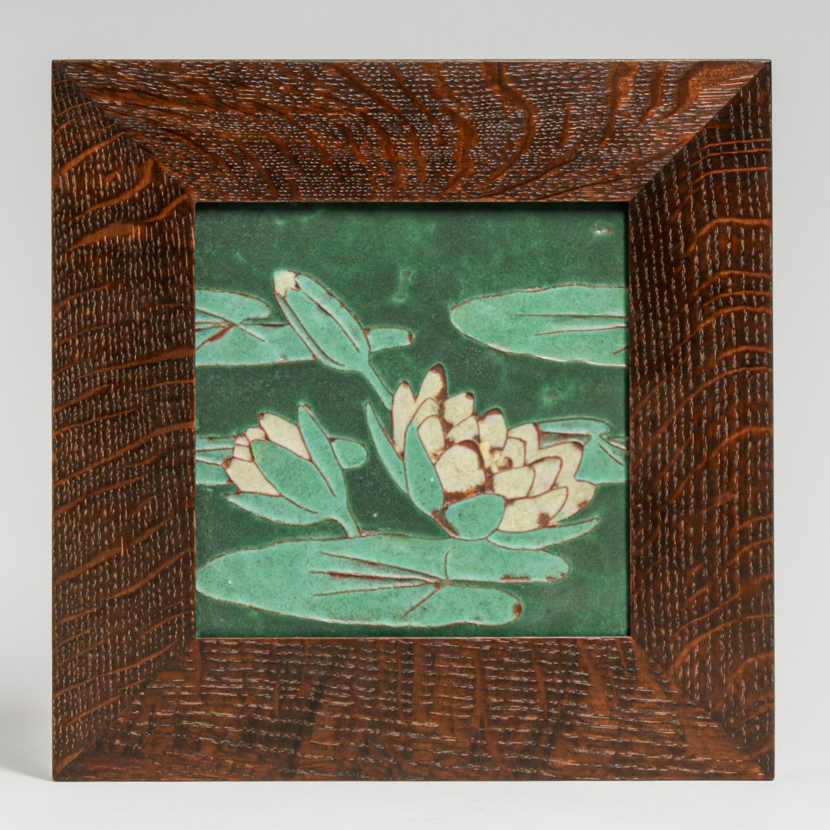 Grueby Pottery Waterlily Tile c1905