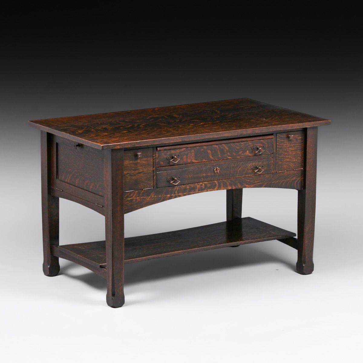 Grand Rapids Two-Drawer Arts & Crafts Oak Desk c1910