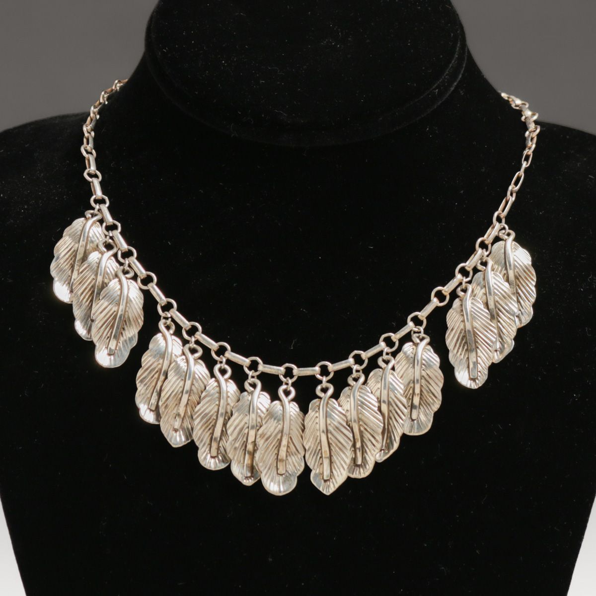 Arts & Crafts Period Sterling Silver Feather Necklace c1920s
