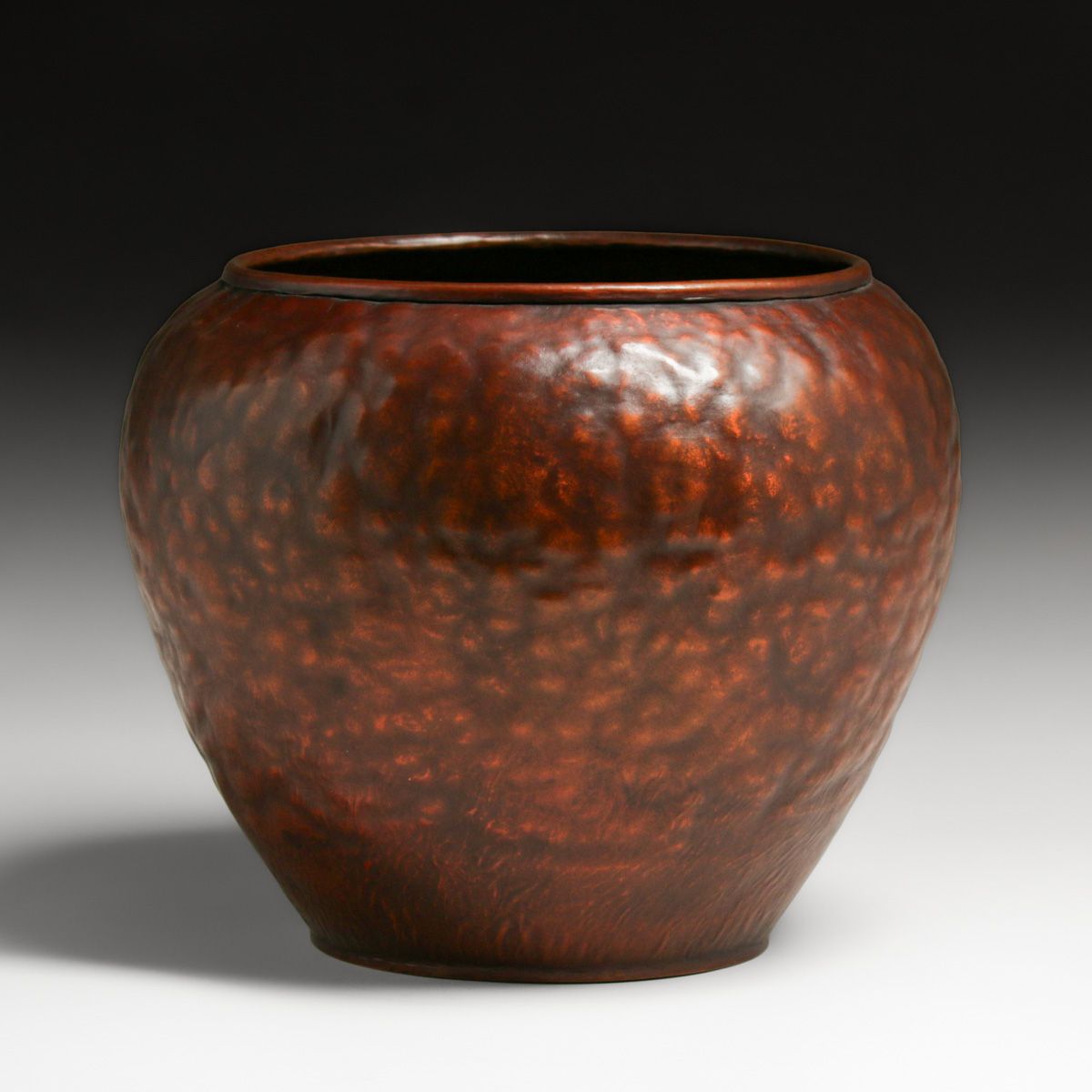Early Dirk van Erp  Hammered Copper Warty Vase c1909