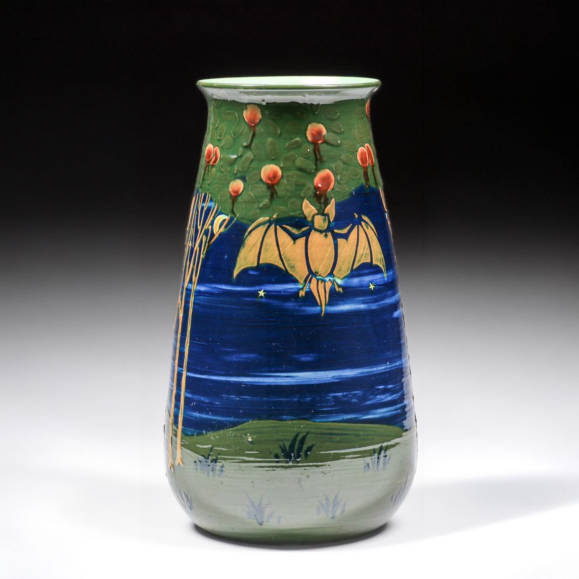 Frederick Hurten Rhead Wardle & Co Crescent Moon & Bat Vase c1900