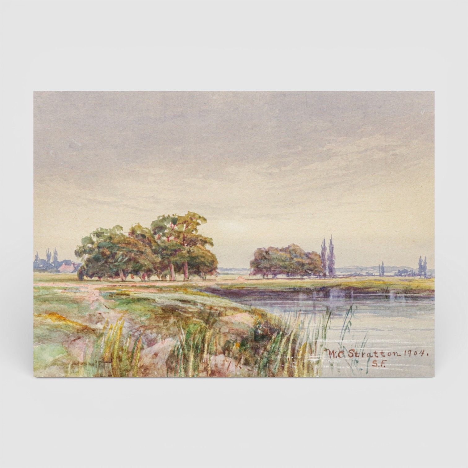 Wallace Clinton Stratton (1855-1925) San Francisco Oak Trees & Lake Watercolor 1904