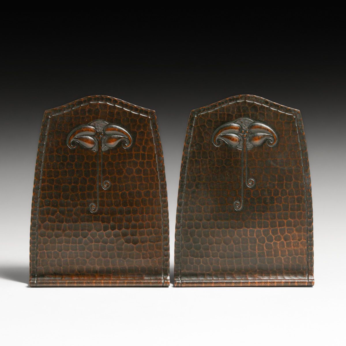 Roycroft Hammered Copper Bookends c1920s