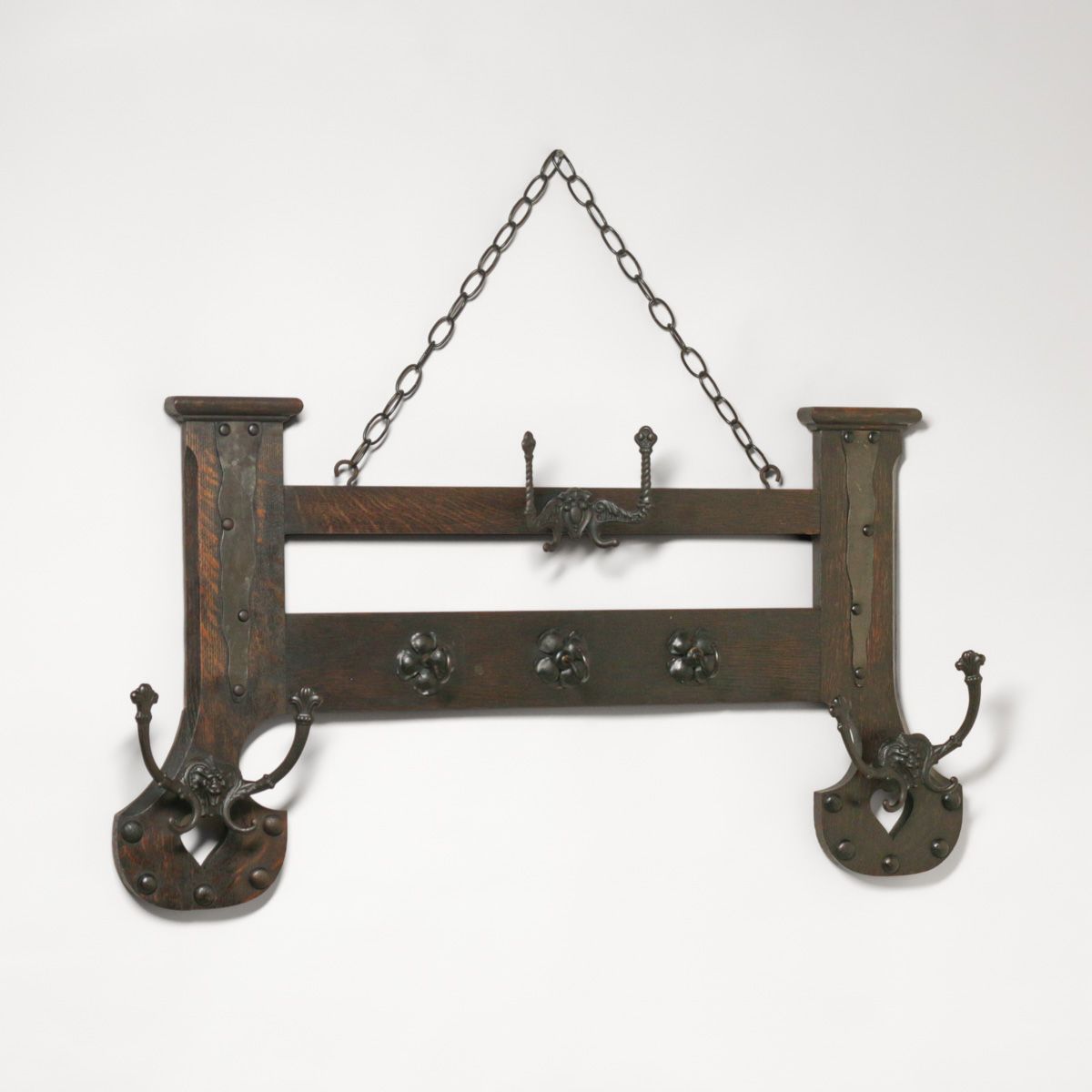 Shop of the Crafters Oak Hanging Coat Rack c1905