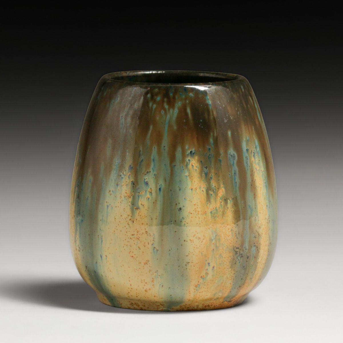 Fulper Pottery Mirror Black Flambe Vase c1917-1920