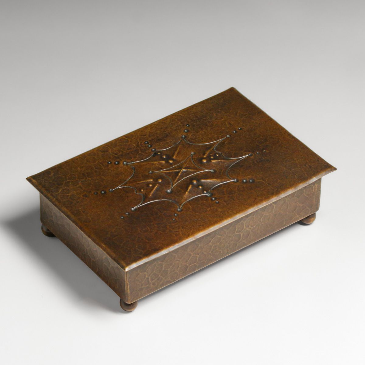 WMF - German Repousse Hammered Brass Box c1905