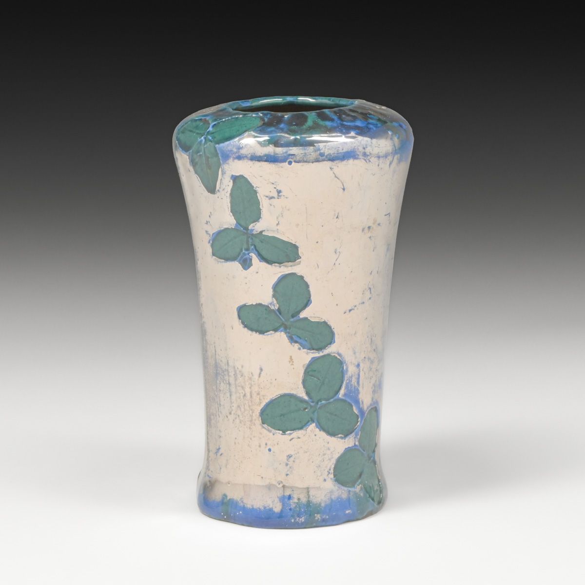 William Jervis Pottery Iridescent Carved Vase c1905