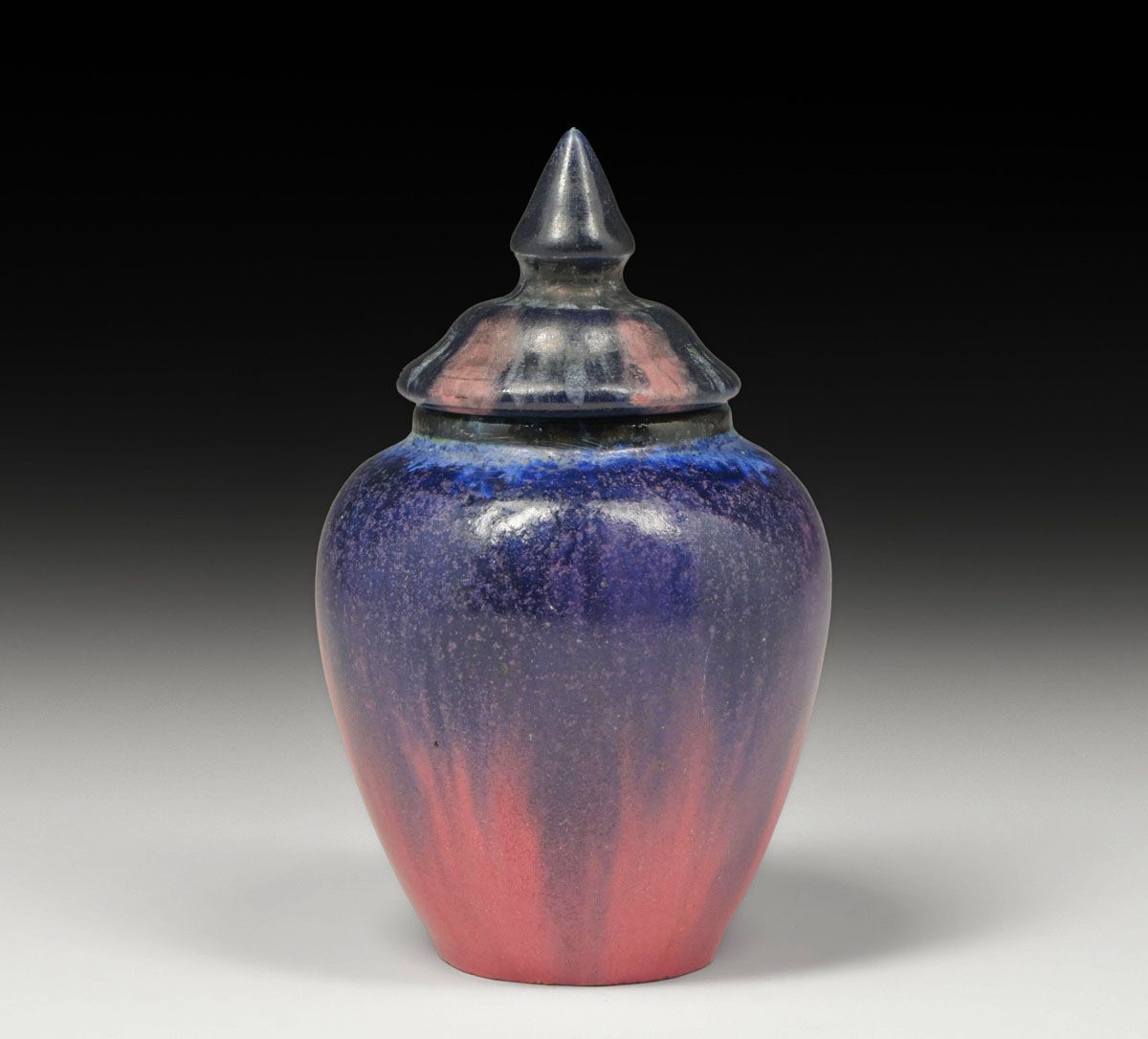 Fulper Pottery Cobalt Blue & Pink Flambe Ginger Jar c1917-1920