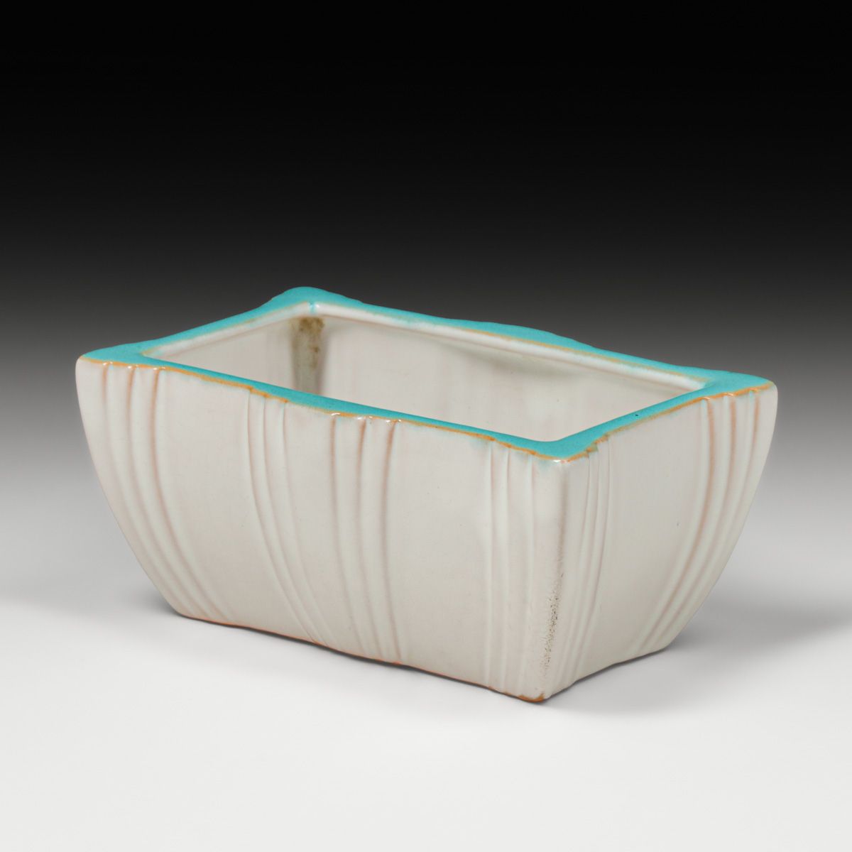 California Faience Square Ribbed Vase c1920s